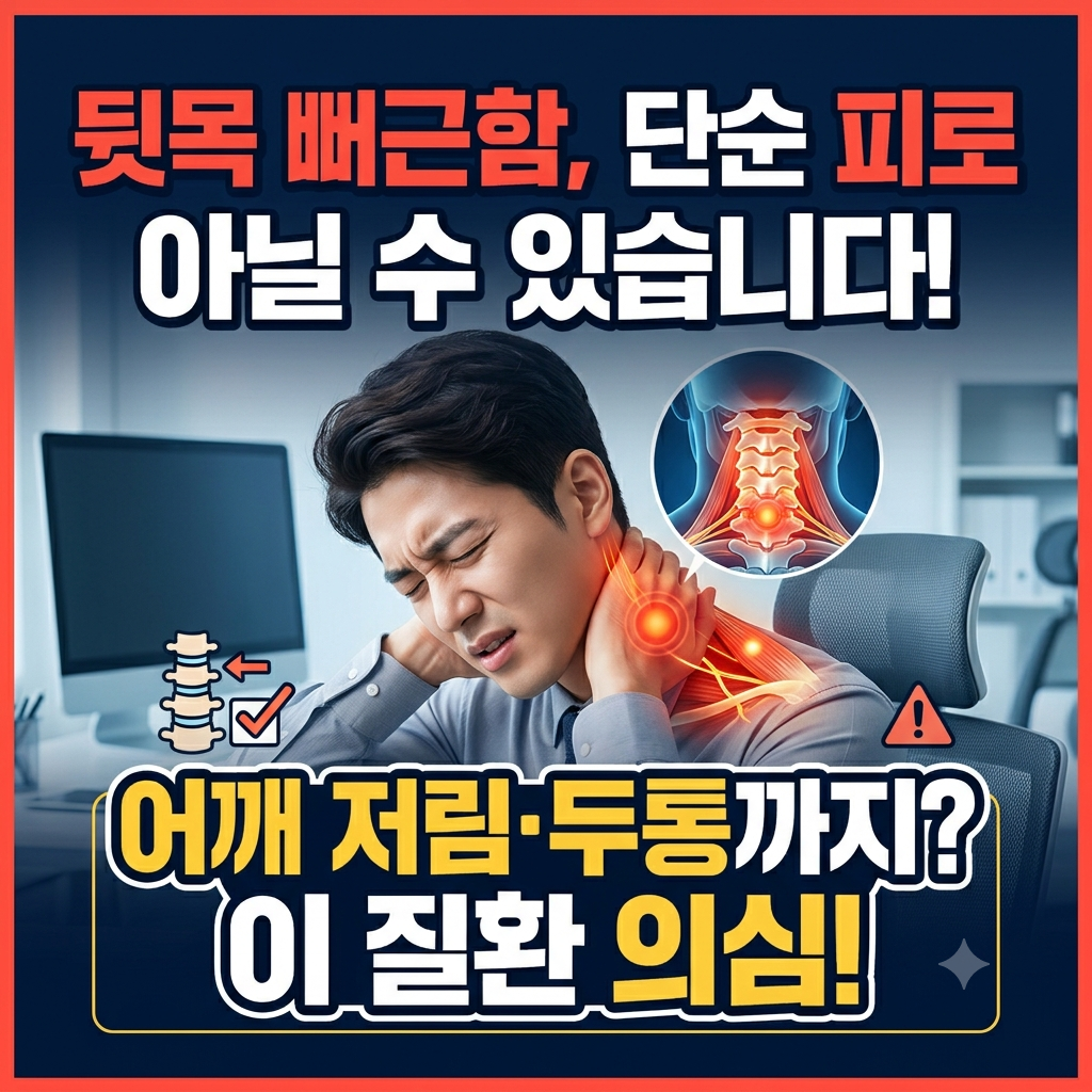 뒷목 뻐근함, 단순 피로 아닌 ‘이 질환’ 신호일 수 있습니다